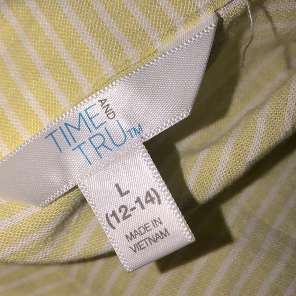 Time & Tru size large 12-14 yellow striped tie front button down top - Picture 5 of 7